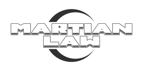 martian law game black and white logo