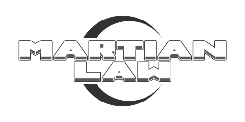 martian law game black and white logo